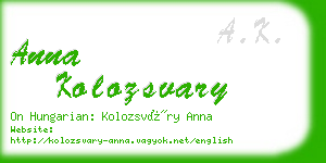 anna kolozsvary business card